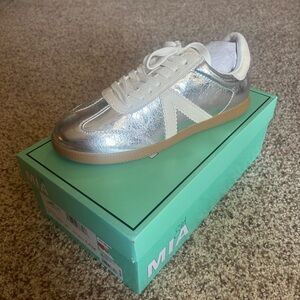 MIA Metallic Silver Sneakers with White Trim